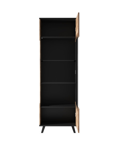 RANDOM Witryna Dąb Wotan/Czarny 60x182cm - Stylowe Przechowywanie z Wizją