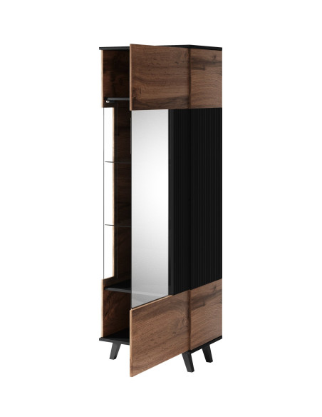 RANDOM Witryna Dąb Wotan/Czarny 60x182cm - Stylowe Przechowywanie z Wizją
