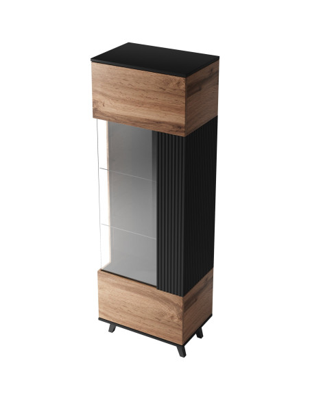 RANDOM Witryna Dąb Wotan/Czarny 60x182cm - Stylowe Przechowywanie z Wizją