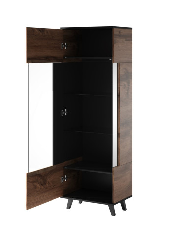 RANDOM Witryna Dąb Wotan/Czarny 60x182cm - Stylowe Przechowywanie z Wizją