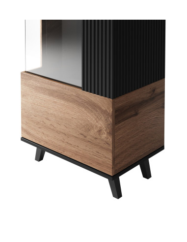 RANDOM Witryna Dąb Wotan/Czarny 60x182cm - Stylowe Przechowywanie z Wizją