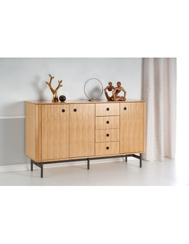 SMART KM-1 Komoda Dąb Naturalny/Czarny 167x93cm - Funkcjonalność i Design