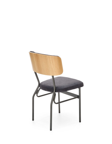 SMART Krzesło Dąb Naturalny/Czarny - Sklejka/Tkanina - Komfort i Design