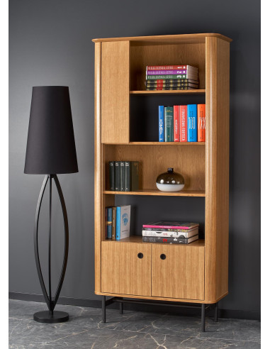 SMART REG-1 Regał Dąb Naturalny/Czarny 97x196cm - Elegancja i Przestrzeń