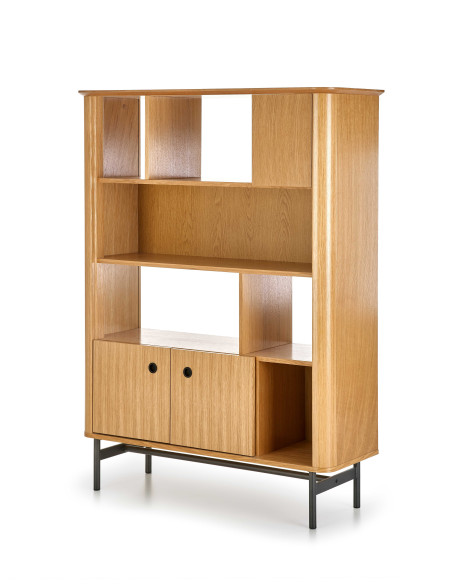 SMART REG-2 Regał Dąb Naturalny/Czarny 117x153cm - Stylowe Przechowywanie