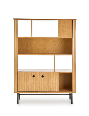 SMART REG-2 Regał Dąb Naturalny/Czarny 117x153cm - Stylowe Przechowywanie