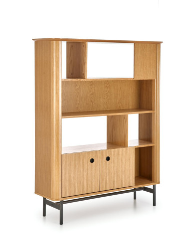 SMART REG-2 Regał Dąb Naturalny/Czarny 117x153cm - Stylowe Przechowywanie