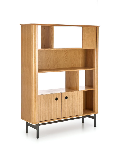 SMART REG-2 Regał Dąb Naturalny/Czarny 117x153cm - Stylowe Przechowywanie