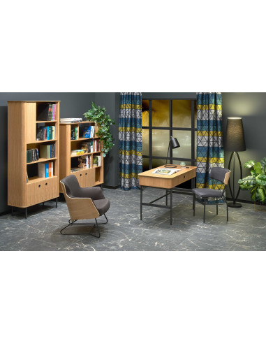 SMART REG-2 Regał Dąb Naturalny/Czarny 117x153cm - Stylowe Przechowywanie