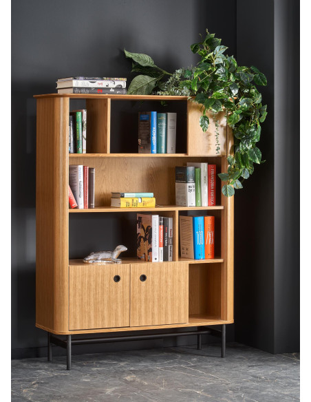 SMART REG-2 Regał Dąb Naturalny/Czarny 117x153cm - Stylowe Przechowywanie