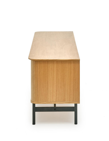 SMART Stolik RTV Dąb Naturalny/Czarny 167x59cm - Design i Funkcjonalność