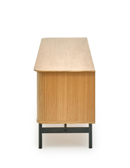 SMART Stolik RTV Dąb Naturalny/Czarny 167x59cm - Design i Funkcjonalność