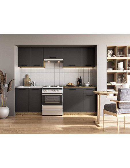 DARIA Zestaw Kuchenny Antracyt/Dąb Craft 240cm- Nowoczesność i Praktyczność