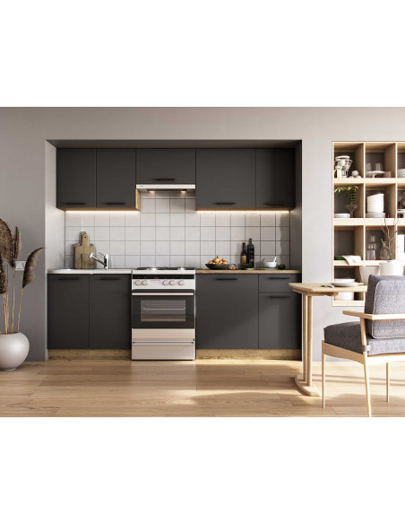 DARIA Zestaw Kuchenny Antracyt/Dąb Craft 240cm- Nowoczesność i Praktyczność