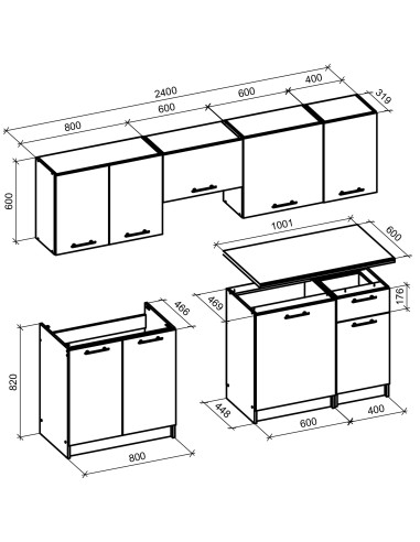 DARIA Zestaw Kuchenny Antracyt/Dąb Craft 240cm- Nowoczesność i Praktyczność