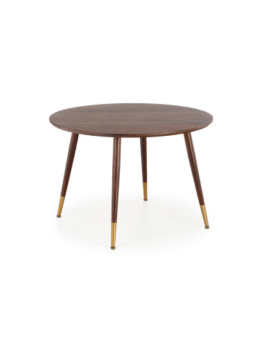 DOMENICO Stół Okrągły Orzech fi110cm, Nogi Orzech/Złoty - Klasyka i Styl