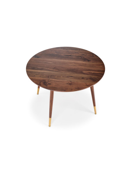 DOMENICO Stół Okrągły Orzech fi110cm, Nogi Orzech/Złoty - Klasyka i Styl