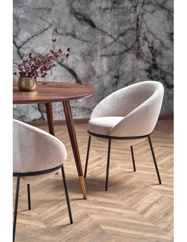 DOMENICO Stół Okrągły Orzech fi110cm, Nogi Orzech/Złoty - Klasyka i Styl