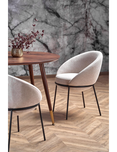 DOMENICO Stół Okrągły Orzech fi110cm, Nogi Orzech/Złoty - Klasyka i Styl