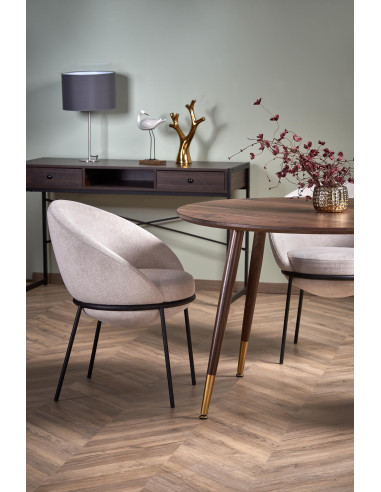 DOMENICO Stół Okrągły Orzech fi110cm, Nogi Orzech/Złoty - Klasyka i Styl