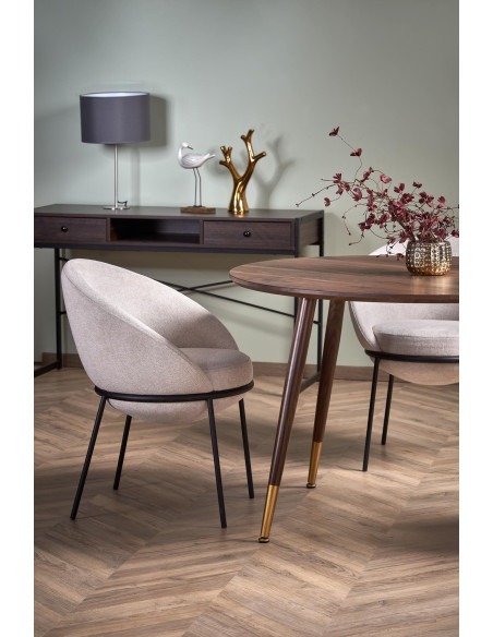 DOMENICO Stół Okrągły Orzech fi110cm, Nogi Orzech/Złoty - Klasyka i Styl