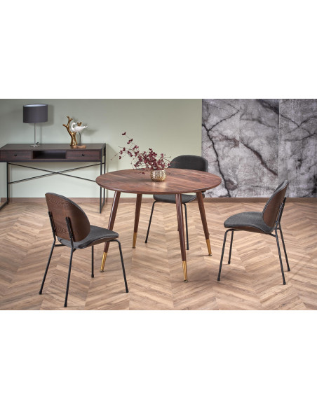 DOMENICO Stół Okrągły Orzech fi110cm, Nogi Orzech/Złoty - Klasyka i Styl