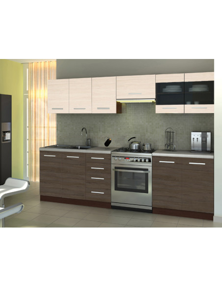 AMANDA 2 260 - Kuchnia Akacja Cynamonowa/Dąb Navara | Blat Kolor Granitowy