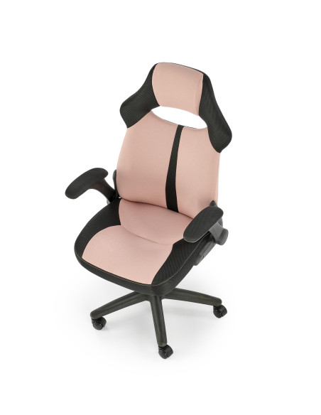 BLOOM Fotel Biurowy Czarny/Różowy z Regulacją Podłokietników - Nowoczesny
