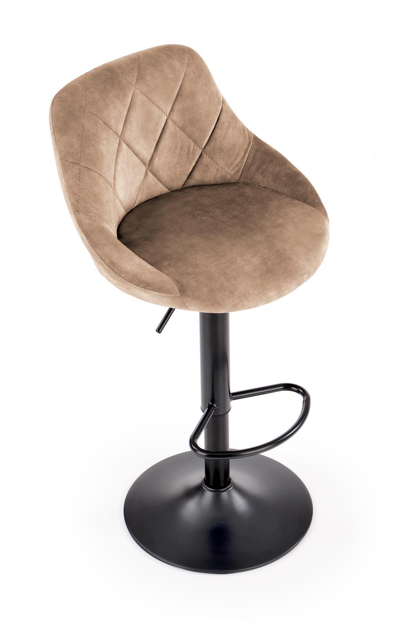 Beżowy hoker H101 Bluvel 28 z czarną podstawą i ozdobnymi przeszyciami – widok z boku.