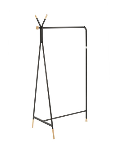 WU-32 Wieszak Czarny Naturalny 91/56/165 cm - Praktyczny i Stylowy