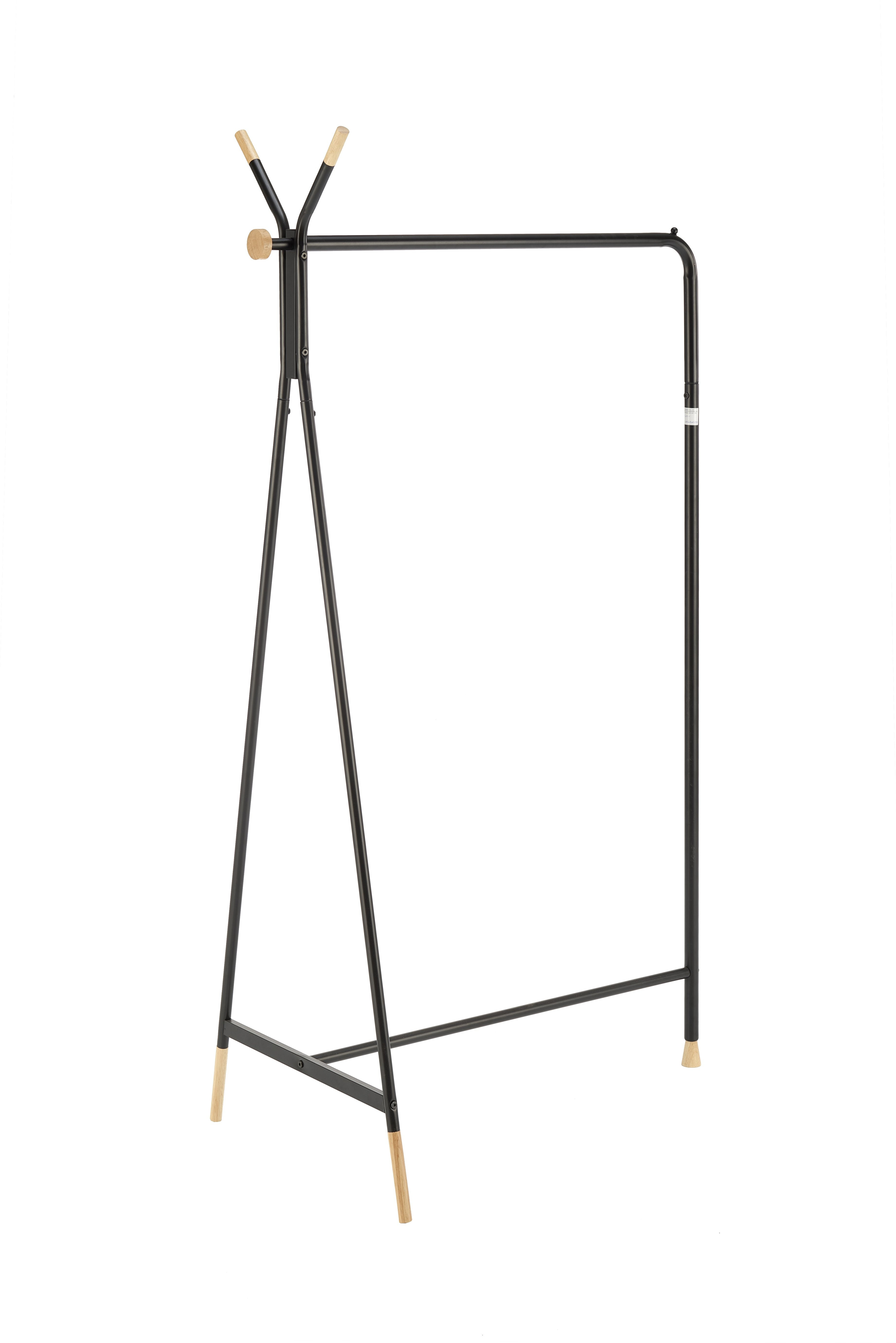 Praktyczny i stylowy wieszak WU-32 w kolorze czarnym z naturalnymi akcentami – widok z boku.