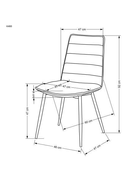 K493 Krzesło z Poziomymi Przeszyciami Popielate - Wygodne i Stylowe