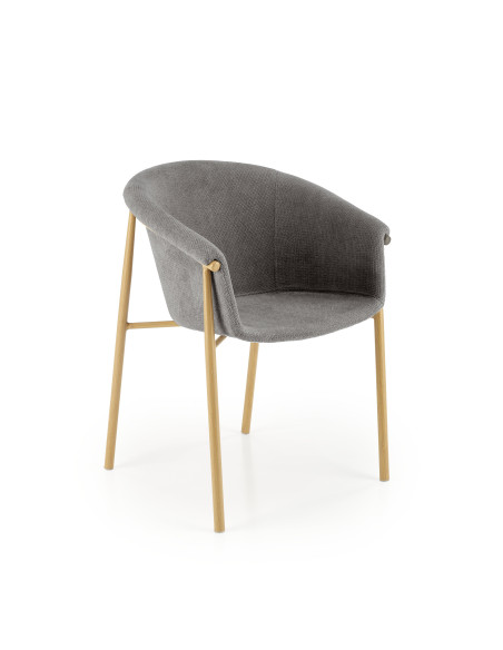 K489 Krzesło Kubełkowe Popielate Tkanina/Stal - Subtelność i Modernizm