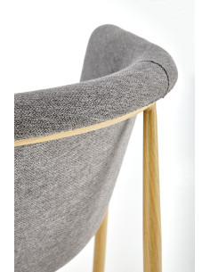 K489 Krzesło Kubełkowe Popielate Tkanina/Stal - Subtelność i Modernizm 2