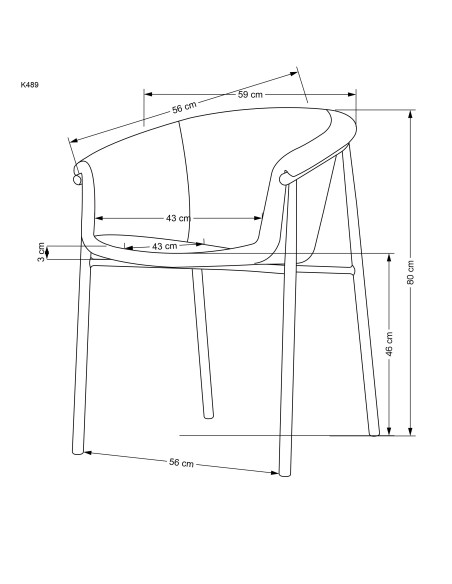 K489 Krzesło Kubełkowe Popielate Tkanina/Stal - Subtelność i Modernizm