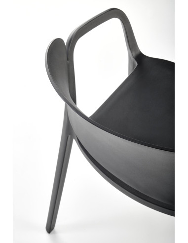 K491 Krzesło Czarne Polipropylen z Podłokietnikami - Lekkość i Styl