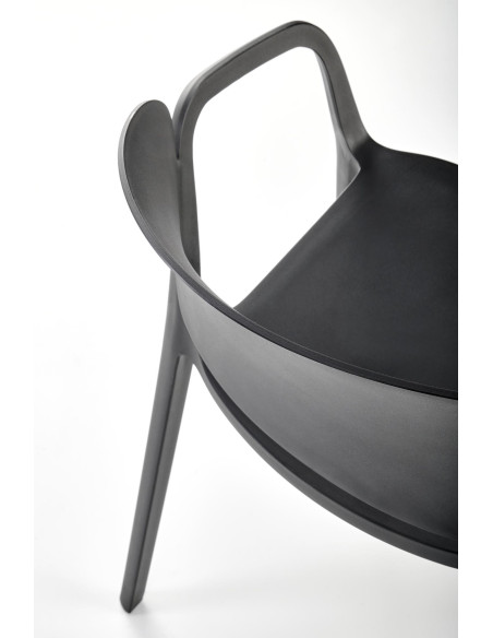 K491 Krzesło Czarne Polipropylen z Podłokietnikami - Lekkość i Styl