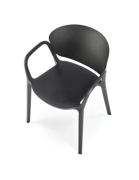 K491 Krzesło Czarne Polipropylen z Podłokietnikami - Lekkość i Styl
