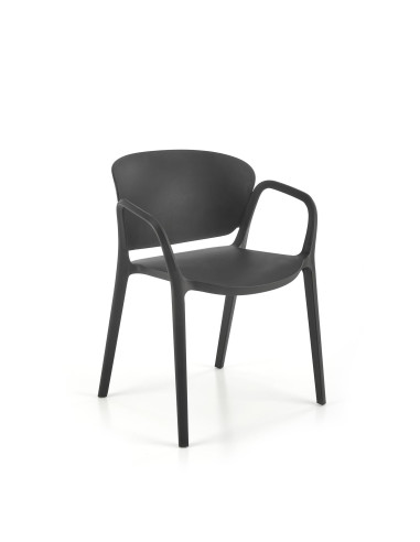 K491 Krzesło Czarne Polipropylen z Podłokietnikami - Lekkość i Styl