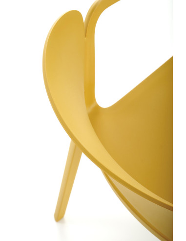 K491 Krzesło Musztardowe Polipropylen z Podłokietnikami - Lekkość i Styl