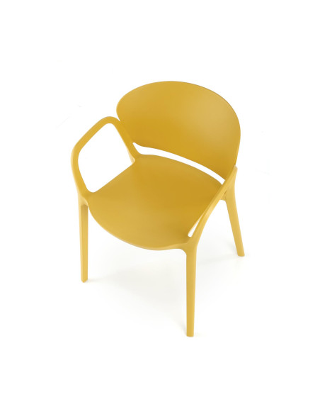 K491 Krzesło Musztardowe Polipropylen z Podłokietnikami - Lekkość i Styl