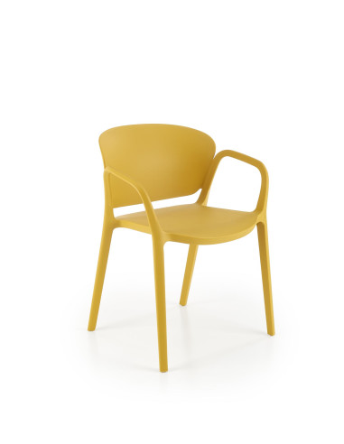 K491 Krzesło Musztardowe Polipropylen z Podłokietnikami - Lekkość i Styl