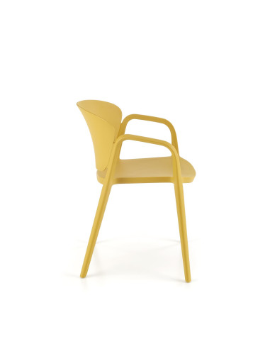 K491 Krzesło Musztardowe Polipropylen z Podłokietnikami - Lekkość i Styl