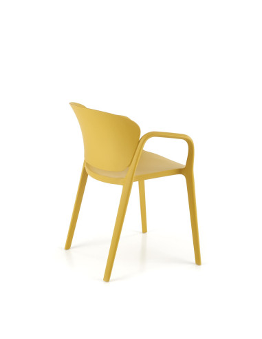 K491 Krzesło Musztardowe Polipropylen z Podłokietnikami - Lekkość i Styl
