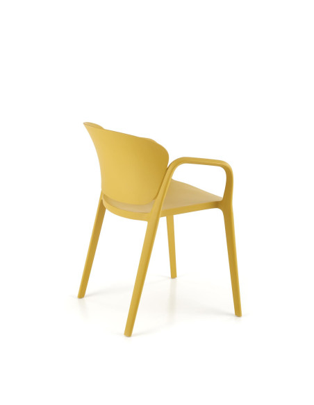 K491 Krzesło Musztardowe Polipropylen z Podłokietnikami - Lekkość i Styl