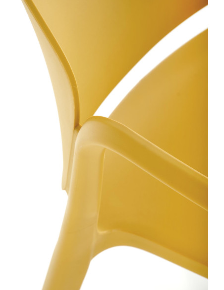 K491 Krzesło Musztardowe Polipropylen z Podłokietnikami - Lekkość i Styl