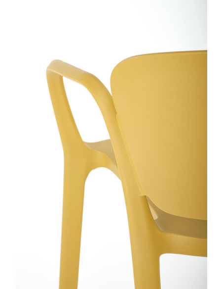 K491 Krzesło Musztardowe Polipropylen z Podłokietnikami - Lekkość i Styl
