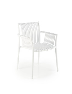 K492 Krzesło Białe Polipropylen z Podłokietnikami - Prosta Elegancja