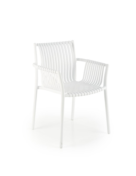 K492 Krzesło Białe Polipropylen z Podłokietnikami - Prosta Elegancja