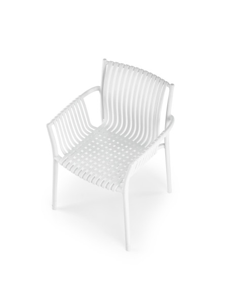 K492 Krzesło Białe Polipropylen z Podłokietnikami - Prosta Elegancja